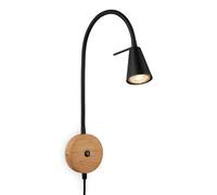 Applique Contemporanea Tusa Metallo Legno Nero 1 Luce Gu10 3000K