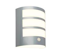 BRILONER - Lampada da parete a LED senza alimentazione con sensore di movimento, sensore crepuscolare, timer da 20 secondi, lampada con batteria, illuminazione esterna, 18x15x7 cm, cromato opaco