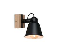 BRILONER - Lampada da parete in legno, applique, stile vintage, con 1 lampadina, attacco E27, max. 40 Watt, paralume regolabile, stile rustico, colore: nero