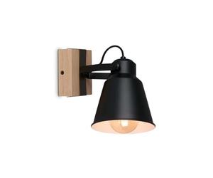 BRILONER - Lampada da parete in legno, applique, stile vintage, con 1 lampadina, attacco E27, max. 40 Watt, paralume regolabile, stile rustico, colore: nero
