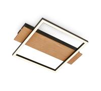 BRILONER - Lampada da soffitto a LED con decoro in legno, luce bianca calda, 14W, 1400 lm, plafoniera, lampada, lampada da soggiorno, 34x26x6 cm, legno nero