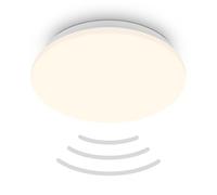 BRILONER - Lampada da soffitto a LED con sensore di movimento, luce bianca calda, sensore crepuscolare, lampada a LED, lampada da soffitto, lampada da soggiorno, lampada da cucina, 27 x 6 cm, bianco