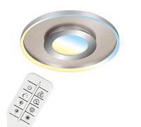 LED Plafoniera Nichel Cromato Opaco Ø50cm 25W 3000lm Cct Dimmerabile Telecomando [EEK: E]