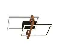 BRILONER - Lampada da soffitto a LED in legno, lampada da soffitto a LED con luce bianca calda, lampada da 34W, lampada per soggiorno, lampada per camera da letto, 505x315x110 mm (LxLxH), legno nero