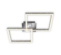BRILONER - Lampada da soffitto LED con effetto glitter, lampada da soffitto LED dimmerabile, luce bianca calda orientabile, cornice LED, alluminio-cromo