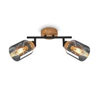 Briloner - Lampada da soffitto, Plafoniera, Lampada, Vetro fumé, Girevole, Lampada da soggiorno, Lampada da camera da letto, Lampada da cucina, Legno nero