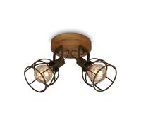 Briloner - Lampada da soffitto retrò con paralume a traliccio, lampada da soffitto vintage a 2 luci, attacco E27 max. 25 watt, paralumi regolabili, spot rustico da soffitto in acciaio, marrone.