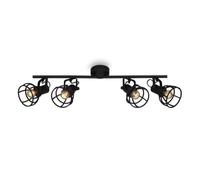 Briloner- Lampada da soffitto retrò con paralume a traliccio, lampada da soffitto vintage a 4 luci, attacco E14 max. 25 watt, paralumi regolabili, spot rustico da soffitto in acciaio, nero.