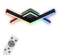 BRILONER - Lampada da soffitto RGB, lampada da soffitto retroilluminata a LED, dimmerabile, temperatura colore regolabile, cornice LED RGB, telecomando, nero