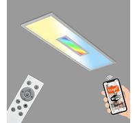 Briloner - Lampada da soffitto Smart LED, lampada da soffitto Wifi con luce centrale RGB, CCT, dimmerabile, controllo vocale, colore argento, 1000x250x60 mm