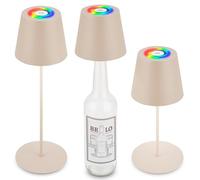 Briloner - Lampada da tavolo 3 in 1 RGBW LED senza fili IP44 con touch, dimmerabile all'infinito, lampada per vino, beige