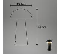 Briloner Lampada da tavolo a batteria LED Fungo Mini, nera, touch, plastica Briloner