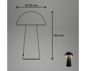Briloner Lampada da tavolo a batteria LED Fungo Mini, nera, touch, plastica Briloner