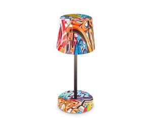 BRILONER - Lampada da tavolo a LED senza fili IP44 con touch, dimmerabile a passi, resistente agli spruzzi, lampada da comodino, lampada da lettura, lampada a LED, 26x10,5 cm, motivo graffiti