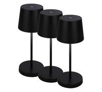 BRILONER - Lampada da tavolo a LED senza fili, lampada da comodino dimmerabile touch, lampada da scrivania, ricaricabile, a batteria, IP44, USB-C, luce bianca calda, 2,6W, 150lm, 105x260mm (DxA), nero