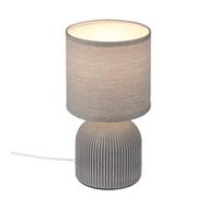 Briloner - Lampada da tavolo con paralume in tessuto, interruttore a cavo, base in ceramica, lampada camera da letto, lampada, lampada da comodino, 15x28 cm (DxH), grigio