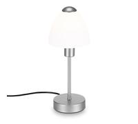 BRILONER - Lampada da tavolo con paralume in vetro, adatta per lampadina E14 non inclusa, max. 25 Watt, abat-jour per camera con interruttore su filo, Argento/Bianco, 100 x 320 mm (DxH)