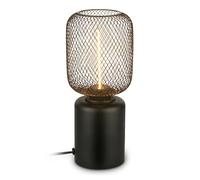 BRILONER - Lampada da tavolo con rete metallica, interruttore a cavo, attacco E27, lampada da comodino, lampada da scrivania, lampade da comodino, lampada scrivania, 10 x 25 cm, nero
