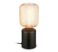 BRILONER - Lampada da tavolo con rete metallica, interruttore a cavo, attacco E27, lampada da comodino, lampada da scrivania, lampada comodino camera da letto, 10 x 25 cm, oro rosa
