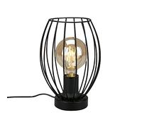 BRILONER - Lampada da tavolo, lampada da comodino con paralume, lampada da scrivania, 1 x E27, con interruttore a cavo, metallo nero, 175 x 256 mm (DxH)