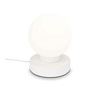 BRILONER - Lampada da tavolo, lampada da comodino, lampada da tavolo con cavo, sfera luminosa, abat-jour, 1xE14, max. 25 Watt, bianco, 126x157 mm(DxA), metallo & vetro