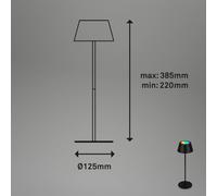 Briloner Lampada da tavolo LED Kiki, nera, IP44, 3.000 K, RGBW Briloner