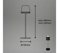 Briloner Lampada da tavolo LED Kiki, nero/oro, IP44, 3.000K Briloner