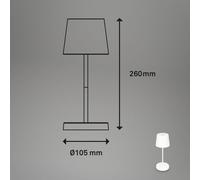 Briloner Lampada da tavolo LED Piha con batteria ricaricabile, bianco Briloner