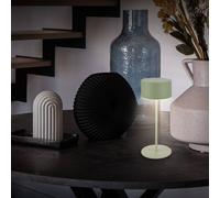 Briloner Lampada da tavolo LED ricaricabile Kira, verde, altezza 19 cm, IP44, touchdim Briloner
