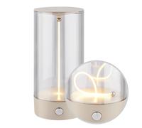 BRILONER - Lampada da tavolo LED senza fili con controllo touch a 4 livelli, filamento, luce bianca calda, ricarica USB-C, lampada da comodino, lettura, LED, lampada a batteria, 7x14,5 cm, beige