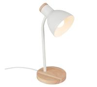 BRILONER - Lampada da tavolo, orientabile, E14, max.10W, lampada da comodino, lampada da scrivania, lampade da comodino, lampada scrivania, lampada comodino camera da letto, 14x38 cm, legno bianco