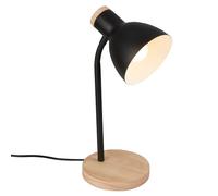 BRILONER -Lampada da tavolo, orientabile, E14, max. 10W, lampada da comodino, lampada da scrivania, lampade da comodino, lampada scrivania, lampada comodino camera da letto, 14x38 cm, legno nero