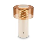 BRILONER - Lampada da tavolo senza fili IP44 con touch, dimmerabile, luce bianca calda, lampada da scrivania senza fili, lampada da comodino ricaricabile,13x20,5 cm, grigio caffè chiaro