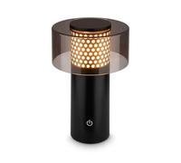 BRILONER - Lampada da tavolo senza fili IP44 con touch, dimmerabile, luce bianca calda, lampada da scrivania senza fili, lampada da comodino ricaricabile, 13x20,5 cm, nero-oro