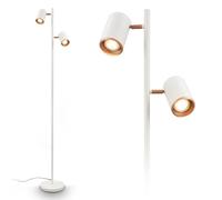 BRILONER - Lampada da terra con interruttore a cavo, teste spot orientabili, 2 x attacco GU10, lampada da lettura, soggiorno, camera da letto, plafoniera, lampada da terra, 22 x 159,5 cm, grigio