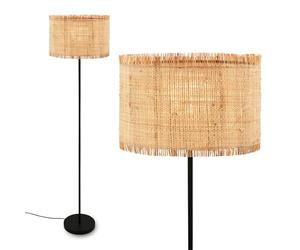 Briloner Lampada da terra con paralume in paglia, interruttore a pedale on/off, E27, max. 10 W, boho, estetica, lampada da terra, 40 x 161 cm (DxH), natura