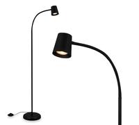 BRILONER - Lampada da terra come decorazione in soggiorno e lampada da lettura, lampada girevole, lampada da soggiorno, pulsante a pedale, illuminazione indiretta, nero