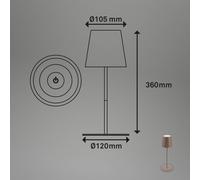 BRILONER - Lampada da tavolo LED senza fili con touch, dimmerabile a passi, regolabile in altezza, lampada da comodino, lettura, campeggio, ricaricabile, esterno, 36x10,5 cm, sabbia umbra