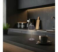 Briloner - Riffle Mini lampada da tavolo LED senza fili IP44 con bordo luminoso, touch dimmer, lampada da comodino ricaricabile, vincitore del German Design Award 2025, 8,5x20 cm, antracite