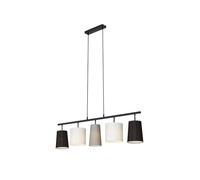 BRILONER - Lampadario a Sospensione da soffitto a 5 luci, lampada a sospensione - Design by Kare con paralumi in tessuto, 130mm l´uno - Compatibile con lampadine E14, 40 W, 960x1.200mm (LxA)