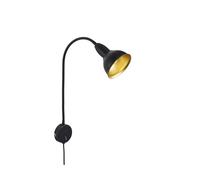 BRILONER - Lampade da letto, lampada da parete, lampada da lettura, con braccio flessibile, interruttore on/off, 1 x E14, max. 25 Watt, metallo, nero e oro