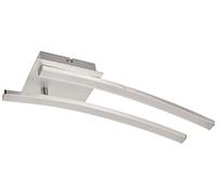Briloner Leuchten 3259 - 029 - Lampada da soffitto LED, Luce Calda 3000K, LED integrati 2x6W 2x480Lm, Plafoniera in metallo color alluminio, Lampadario dal design curvilineo per salotto o cucina