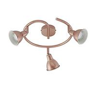 BRILONER Leuchten 3313-033R, Plafoniera/lampada da soffitto con 3 spot rotanti e orientabili dal design retrò/vintage, metallo, 3 W, GU10, rame, 28 x 28 x 17 cm
