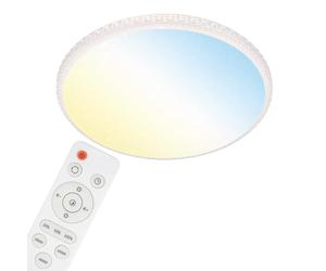 BRILONER Leuchten 3386-016 Plafoniera a LED effetto stellato e cristalli trasparenti, lampada da soffitto con funzione dimmer, telecomando, funzione luce notturna, timer e memoria, bianco, Ø 59,5 cm