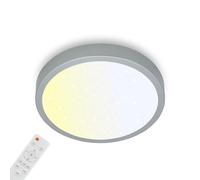 BRILONER Leuchten Ceiling Light Starry Sky Dimmable Ceiling Light Colour Temperature Adjustable Surface Mounted Lamp Remote Control Silver Diameter 380 x 50 mm