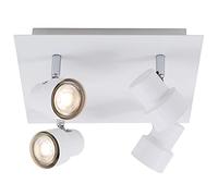 BRILONER Leuchten - Faretto a soffitto a LED, lampada da soffitto a 4 lampadine, faretti girevoli e orientabili, 4x GU10, 5 Watt ciascuno, 460 Lumen ciascuno, 3.000 Kelvin, bianco