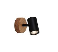 Briloner Leuchten Faretto, Lampada da Parete retrò, Vintage, Girevole e inclinabile, 1x GU10, Metallo-Legno, Nero, 90x120mm (DxA)