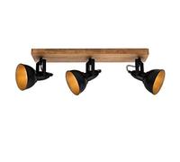 BRILONER Leuchten Faretto, Lampada da Parete retrò, Vintage, Girevole e inclinabile, 3X E14, Metallo-Legno, Nero-Oro, 500x110x157mm (LxPxH)