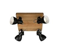 BRILONER Leuchten - Faretto, luce da parete, lampada da parete retrò, vintage, orientabile e inclinabile, 4x GU10, max. 35 Watt, metallo-legno, nero-bianco, 280x280x135mm