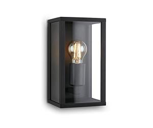 Briloner Leuchten - Lampada da esterno, Plafoniera da esterno in vetro, lampada da parete IP44, E27, nero, 260x140x135 mm (LxWxH)